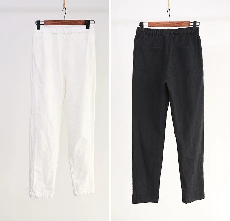 

Ramie Casual Loose Women's Trousers 2020 New Simple Solid Color Summer Pencil Pants