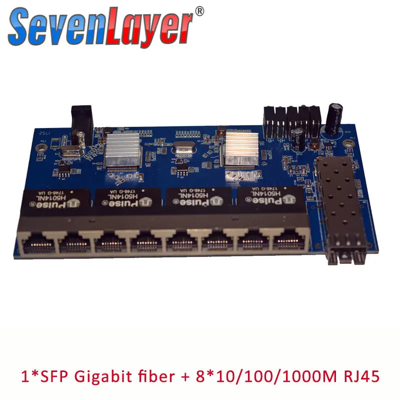10/100/1000M 8 RJ45 1 Sfp fiber Gigabit Ethernet switch 1F8E Fiber Optical Media Converter Single Mode PCBA BOARD | Безопасность и