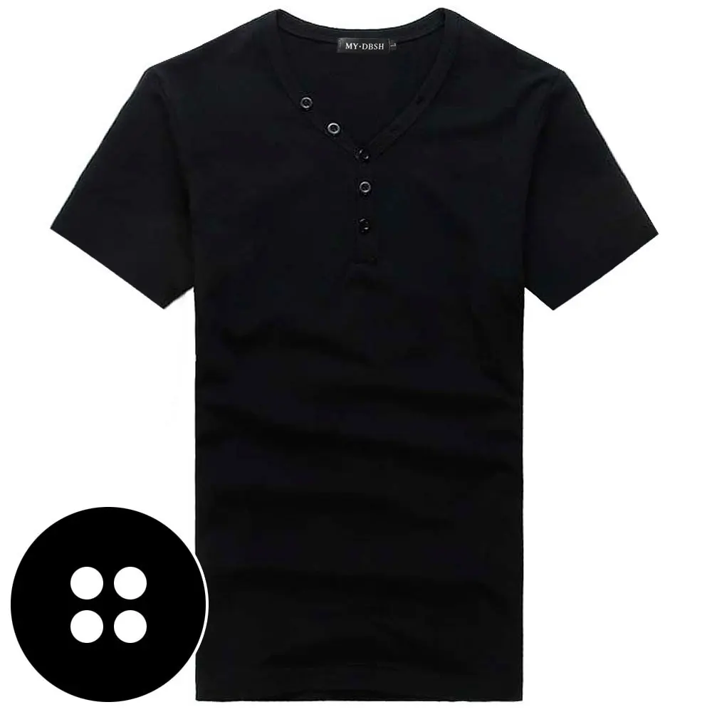 Short-Black Мужская футболка большого размера, весна-осень, новинка, эластичная хлопковая футболка, Мужская одноцветная футболка, на пуговицах, воротник, длинный рукав, топ, тройники - Цвет: Short-Black