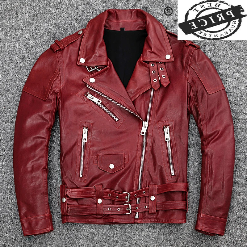 

100% Real Sheepskin Coat Men Clothes 2021 Streetwear Natural Motorcycle Biker Genuine Leather Jacket Mens Leather Jacket