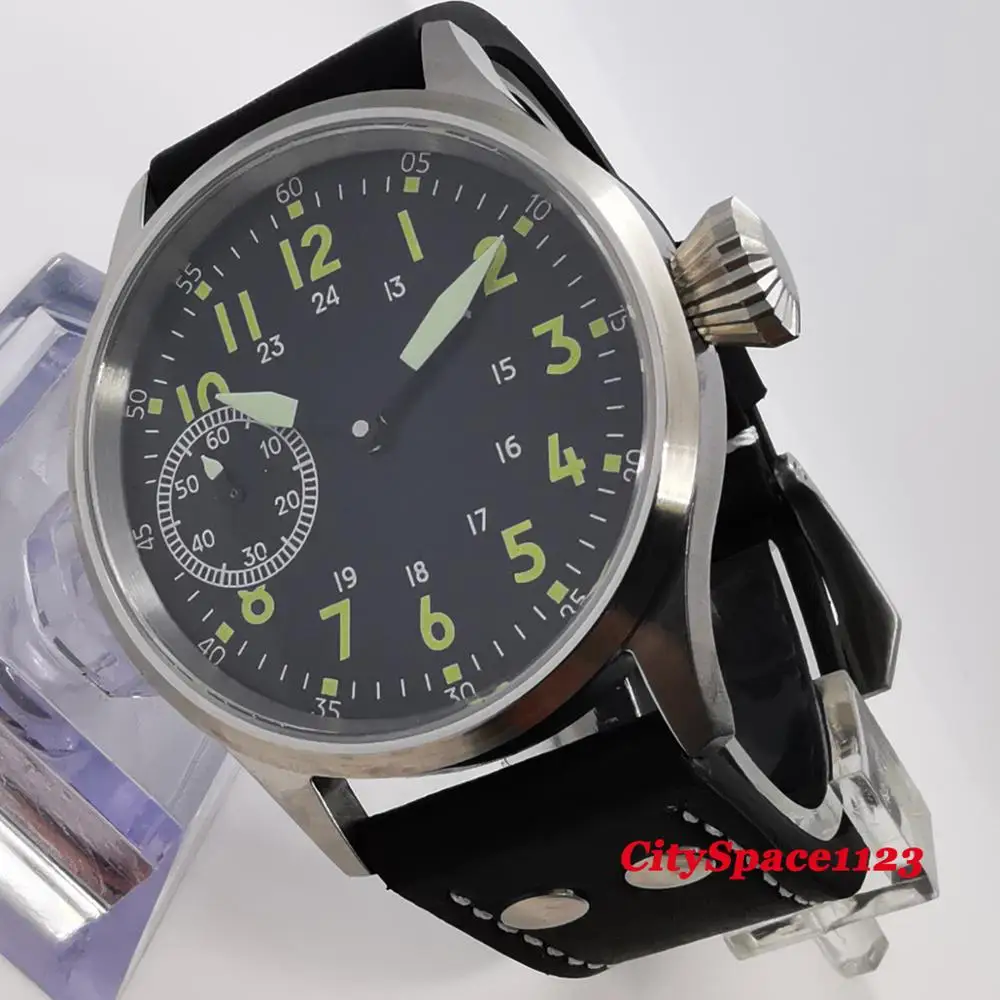 Corgeut 43 мм стерильный циферблат механические наручные часы с ручным заводом 6497