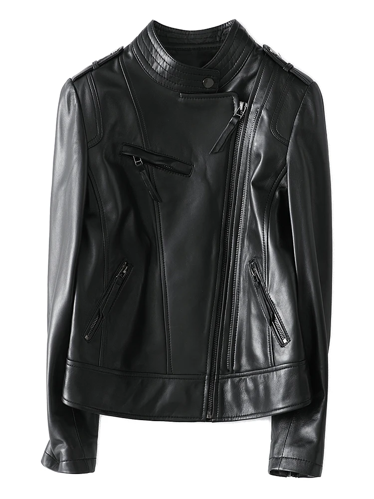 

JCHB 2021 High Quality Genuine Leather Jacket Women Spring Autumn Women's Sheepskin Coat Motorcycle Clothes Mujer Chaqueta Pph3
