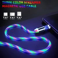 flow luminous lighting magnetic usb cable for samsung s9 xiaomi micro usb type c phone charging led cable for iphone charge cord