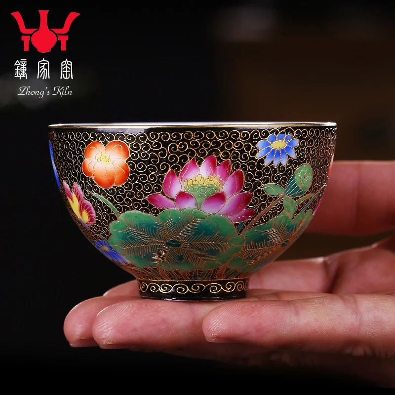 

kiln pure manual color hand-painted ceramic cups wire inlay enamel paint sample tea cup kung fu tea set personal cup