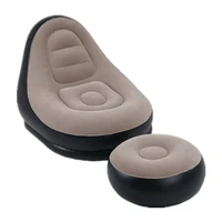 inflatable lounge sofa chair pvc flocking foldable sofa chair with pedal lunch break recliner
