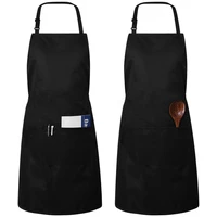 2pcs adjustable bib apron waterproof oil proof kitchen apron professional chef cooking apron for women men black
