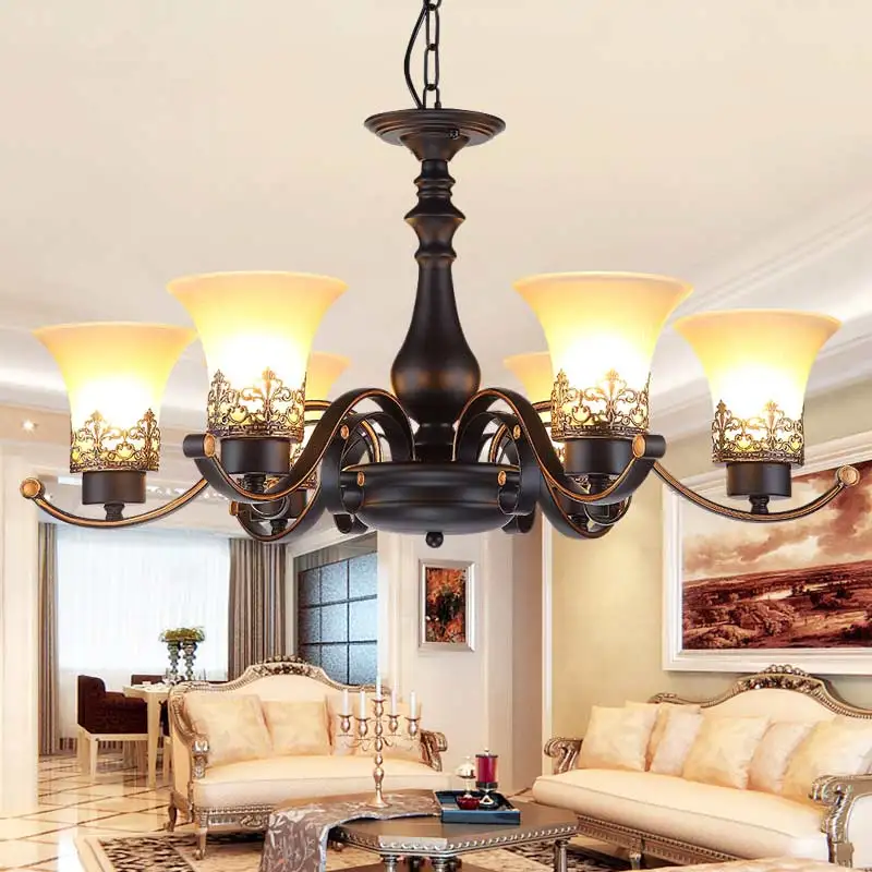 Винтажная черная люстра освещение блеск стеклянная лампа абажур для гостиной