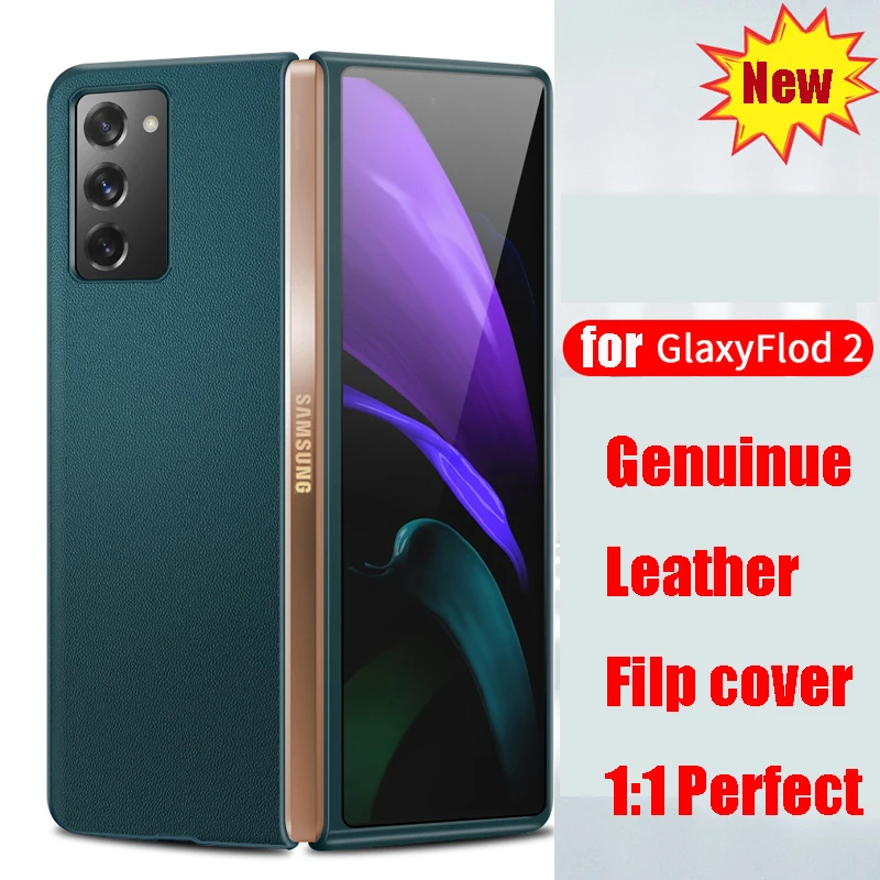 

10pcs For Samsung Galaxy Z Fold 2 Case CENMASO Luxury Genuine Leather Cross Pattern Shockproof Back Cover For Samsung Fold2 Case