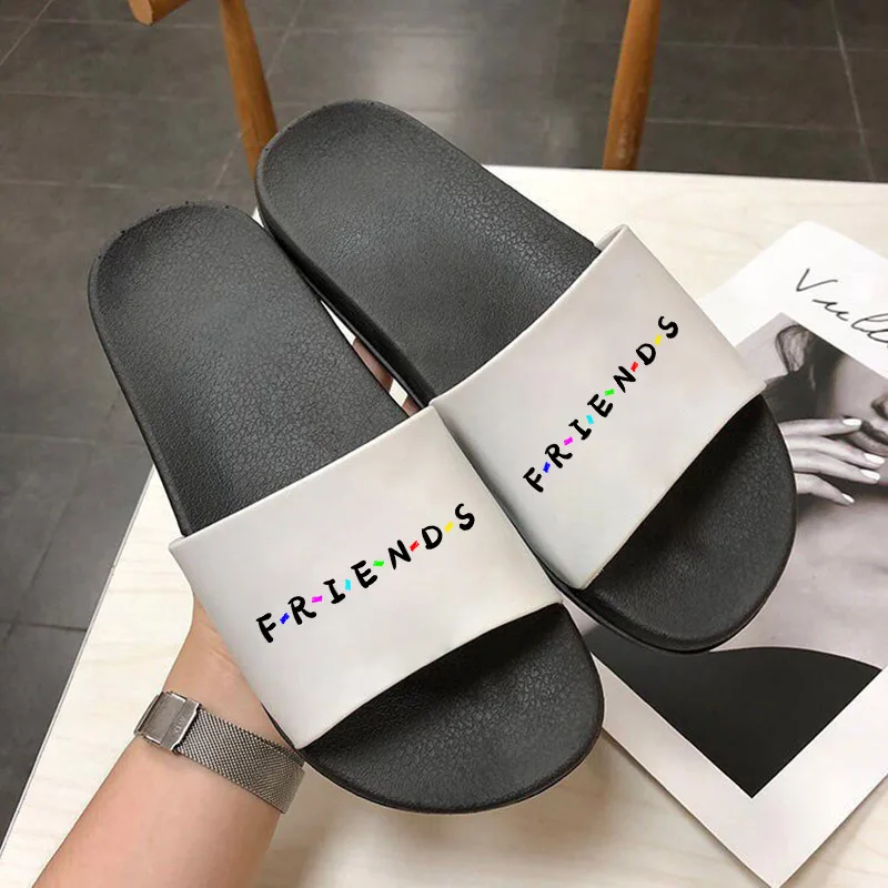 

Slipper For Woman friends tv show Graphic Women Slippers Fashion Shoes Letters Friend Indoor Flip Flops Flat Women Sandals
