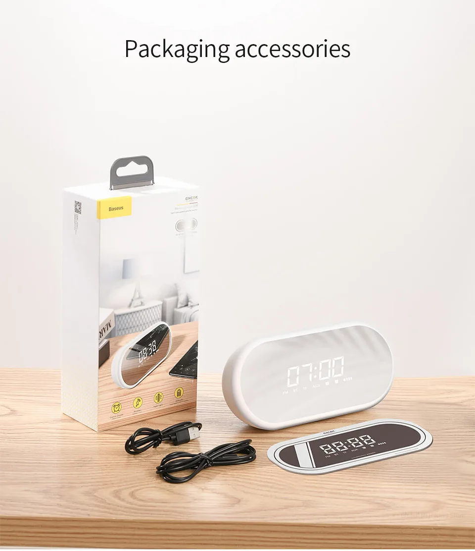 Xiaomi Youpin BASEUS беспроводной Bluetooth динамик бытовой сабвуфер мини звук Будильник зеркало портативное радио 3-D объемное