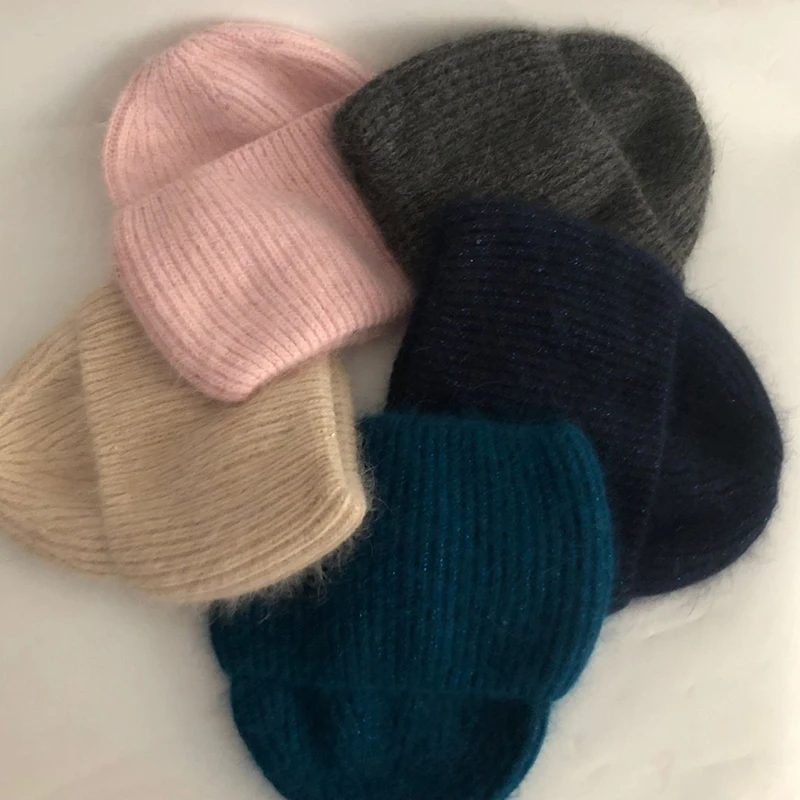 

Casual New Winter Hats Solid Rabbit Fur Beanies Hats For Women Spring Hip-hop Caps Wool Warm Skullies Beanies Hats For Men Women