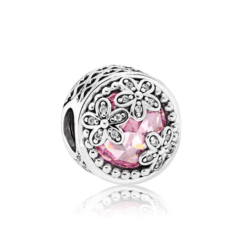 Женский браслет из серебра 925 пробы со сверкающими бусинами в виде ромашки луга