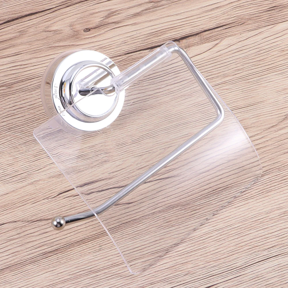 

1pc Stainless Steel Paper Roll Holder with Suction Cup Towel Rack Paper Hanger for Bathroom (Silver)