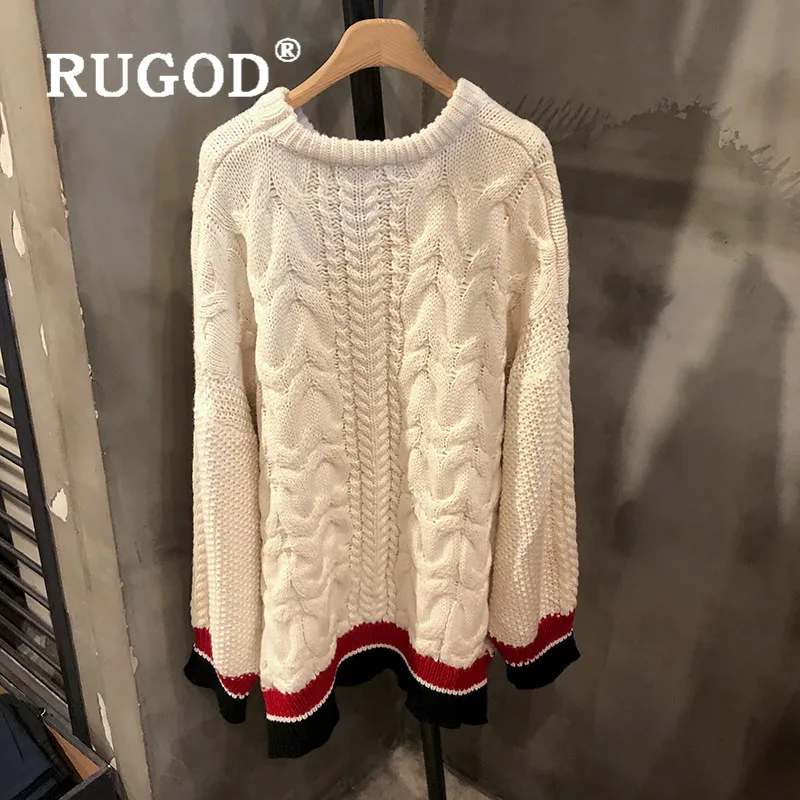 Женское платье-свитер с узором RUGOD Элегантное трикотажное платье в полоску