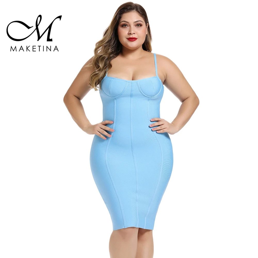 Женское облегающее платье Maketina синее из искусственного шелка модель XL на весну и