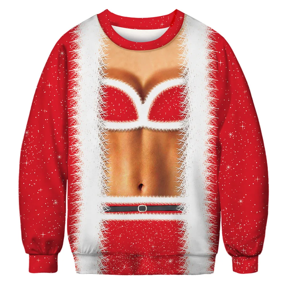 Size I Ugly Christmas Sweater Christmas Novelty Autumn Winter Blouses Clothing Santa Claus Printed Loose Sweater Men Women Pullover - Цвет: Size I