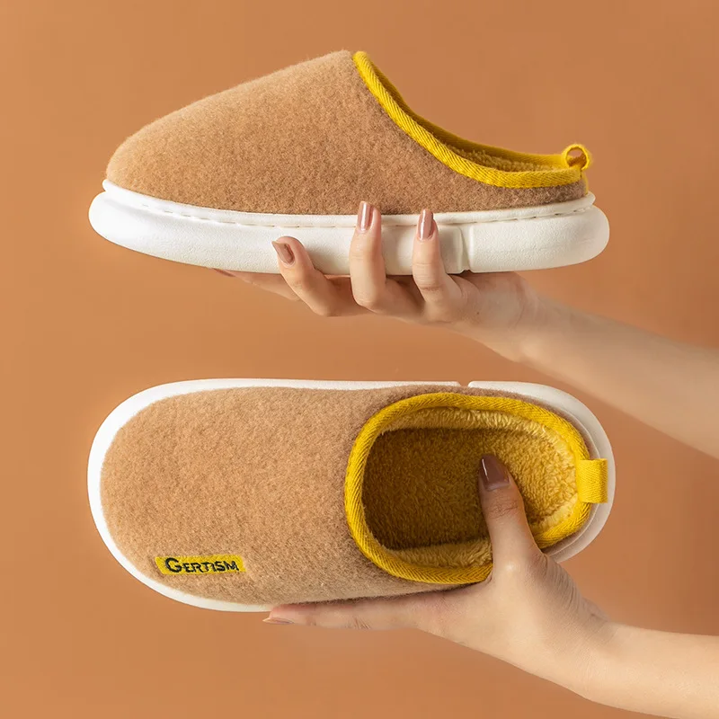 Домашние тапочки на толстой подошве Осень-Зима теплые домашние хлопковые 2021