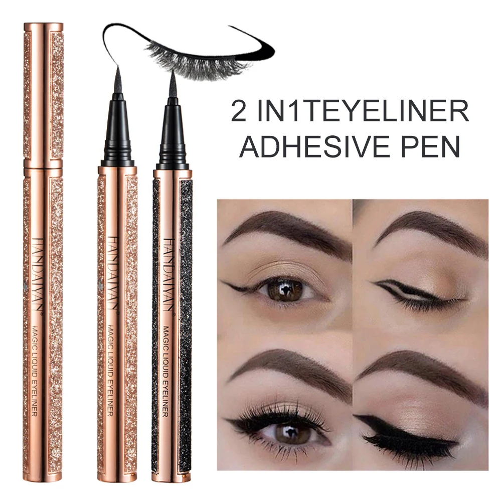

2-in-1 Self-Adhesive Eyeliner Pen Waterproof Smudge-proof Eyelash Glue Pen No Glue Eyeliner Pen for Women High Recommend