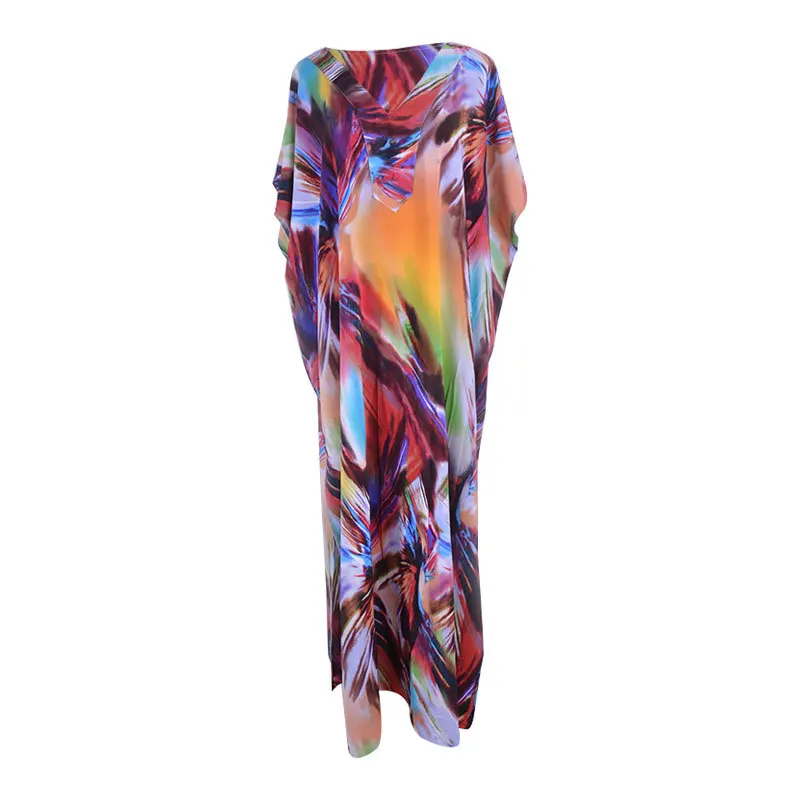 

2021 New Messy Flower Cut Beach Dress Sun Protection Clothing Loose Plus Size Long Skirt Bikini Swimming Costume Cover-Up Women