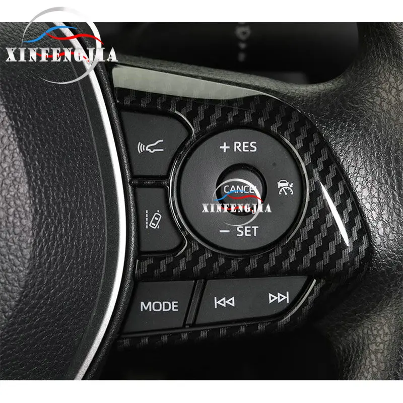

For Toyota Corolla 2020 2* Carbon Fiber Color Steering Wheels Button Decorate Cover Trim