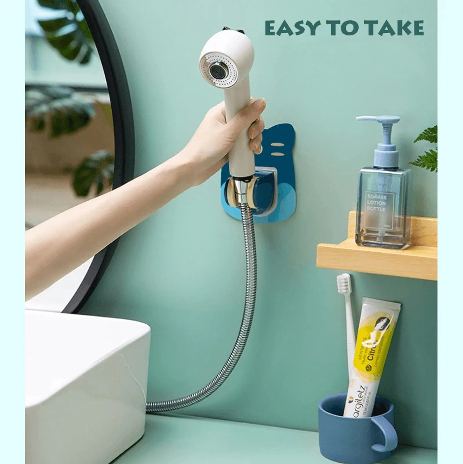 

2PCS shower bracket cartoon free punching shower bracket bathroom seamless paste shower shower bracket 6*