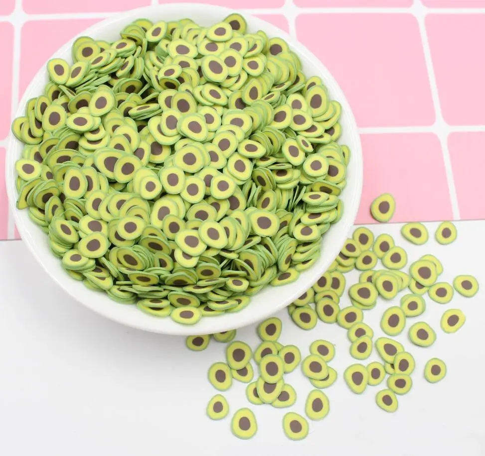 10g/Pack Avocado Slices Slime Supplies Toy Polymer Clay Fimo Fruit Slices Charms Accessories Addition For Fluffy Clear Slime - Color: 10g Kiwi