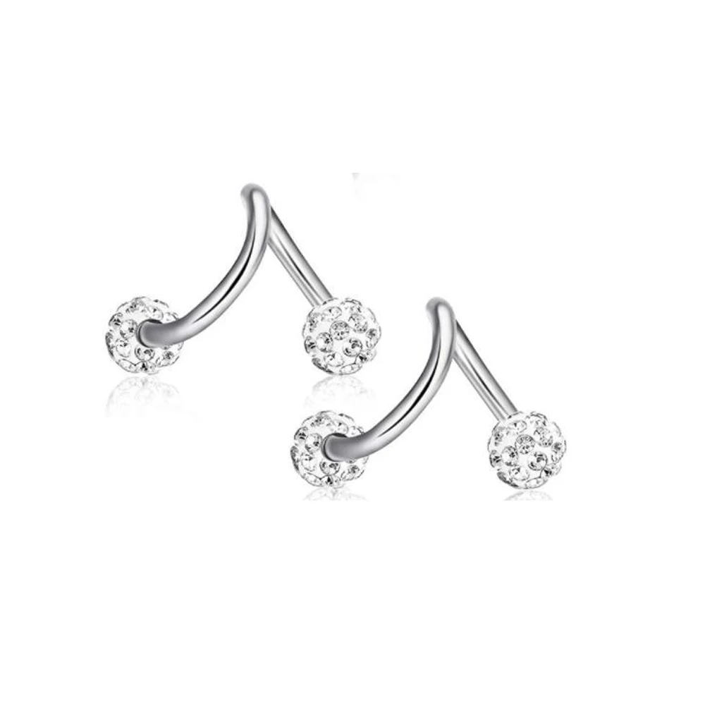 silver-gem TIANCIFBYJS круглый шар шпилька из нержавеющей стали серьги-штанги набор хрящевая спираль серьги пирсинг для Ушной Хрящ уха - Окраска металла: silver-gem