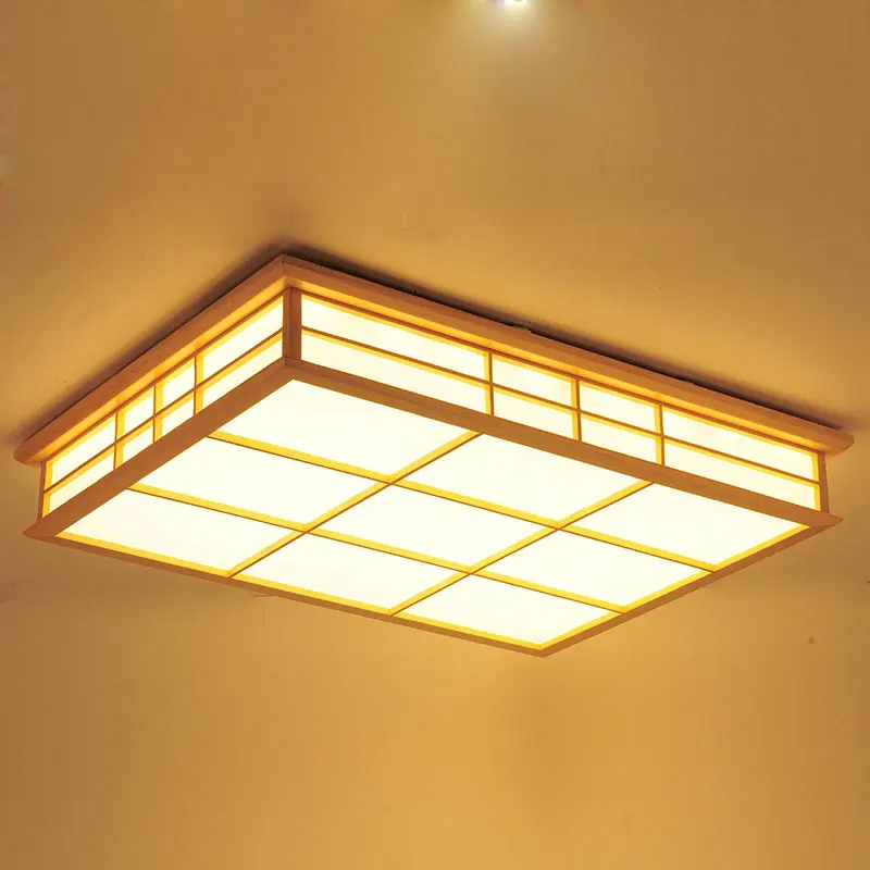 

teahouse ceiling lamp Japanese style tatami lamp Rectangle ceiling lights LED wooden lighting foyer dining room bedroom lamp