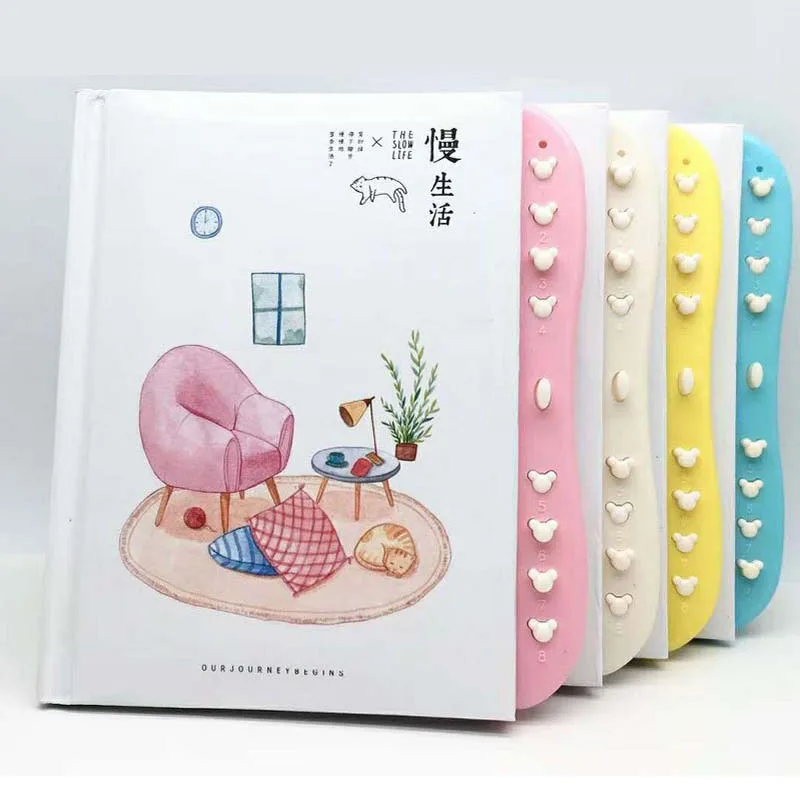 Kawaii бумажный блокнот с замком мультяшный Кот Медведь планировщик органайзер для