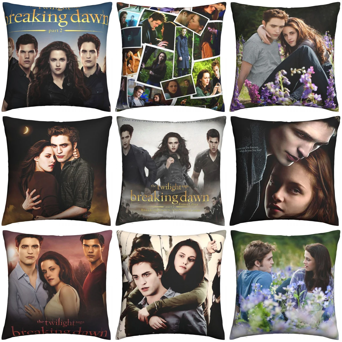 

The Twilight Saga Breaking Dawn Pillowcase Polyester Cushion Cover Decor Movie Edward Bella Jacob Black Pillow Case Cover Home