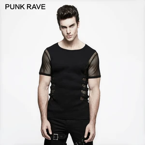 Мужская черная трикотажная футболка в стиле панк-рейва