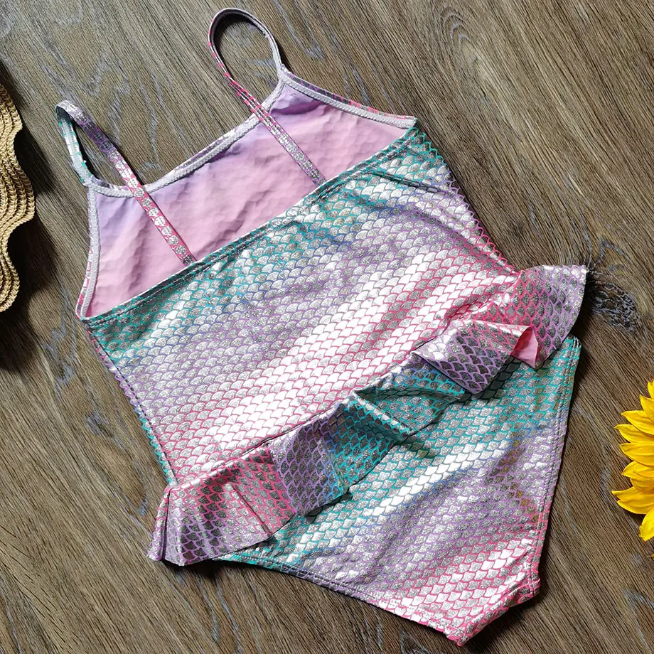 От 2 до 10 лет Купальник для девочек Цельный Детский купальный костюм Русалочки