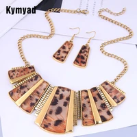 kymyad jewelry sets fashion trendy elegant punk geometric leopard pendant necklaces earring sets new women dress accessories
