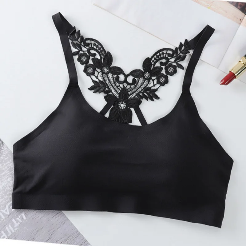 

Sexy Lace Bra Women Hollow Out Bralette Sexy Vest Female Add Pad Wireless Bra Beauty Back Bra Top 2021 New Fashion