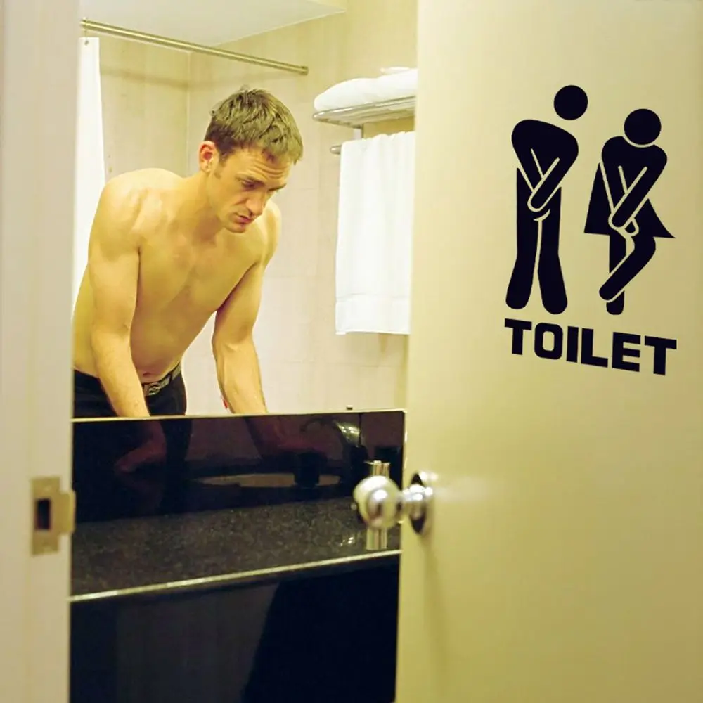 Черная наклейка на унитаз DIY табличка для входа стену украшения дома отеля кафе