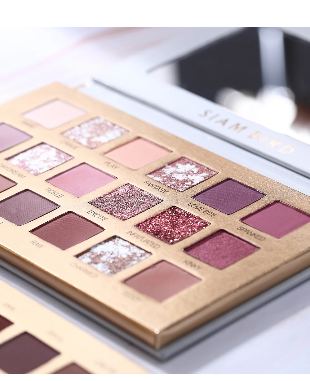 Siambird Professional Eyeshadow Pallete Glitter Eye Shadow Palette Matte Shiny Red Peach Shadows With Sparkles Makeup Pigment