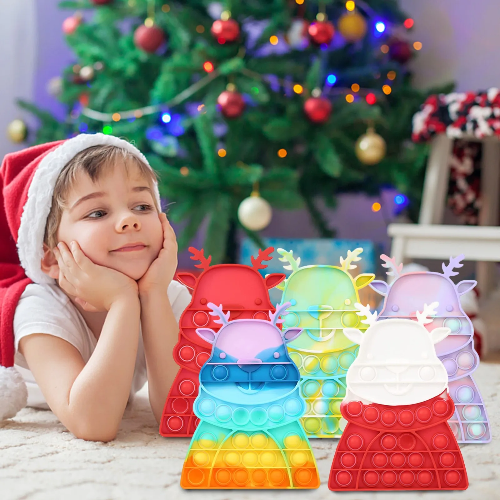 

Christmas Push Bubble Fidget Sensory Toy Autism Special Needs Stress Reliever Toy Fashion Creative Educational Toys For Kids