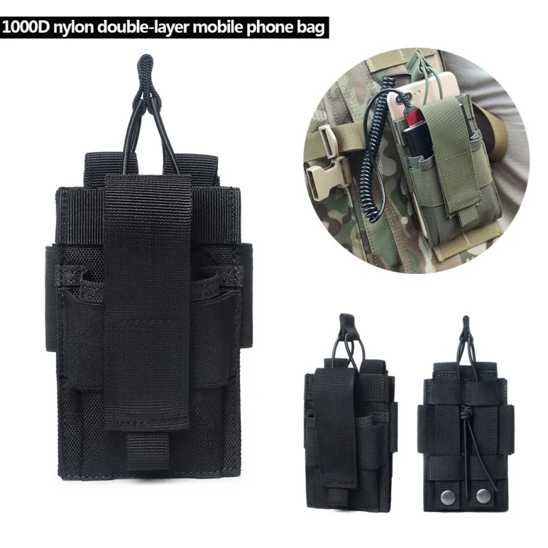 

Outdoor Double-layer Mobile Phone Bag Tactical Phone Pouch Army Waist Pouch Military Intercom Bag Camping Hiking Molle Bag
