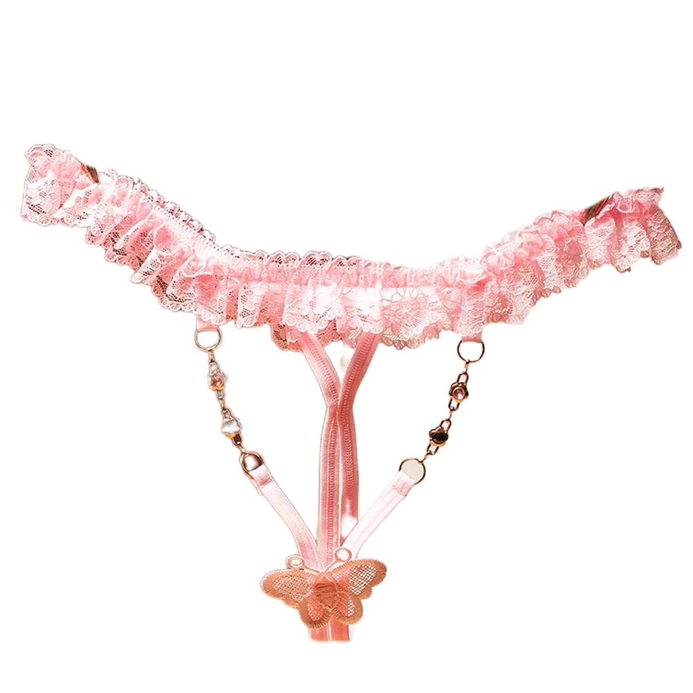 Сексуальные женские прозрачные кружевные стринги с открытым шаговым швом