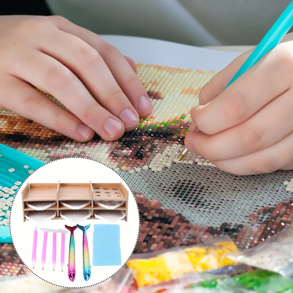 

23pcs DIY Diamond Painting Tool Kit Point Drill Pens Organizer and Glue