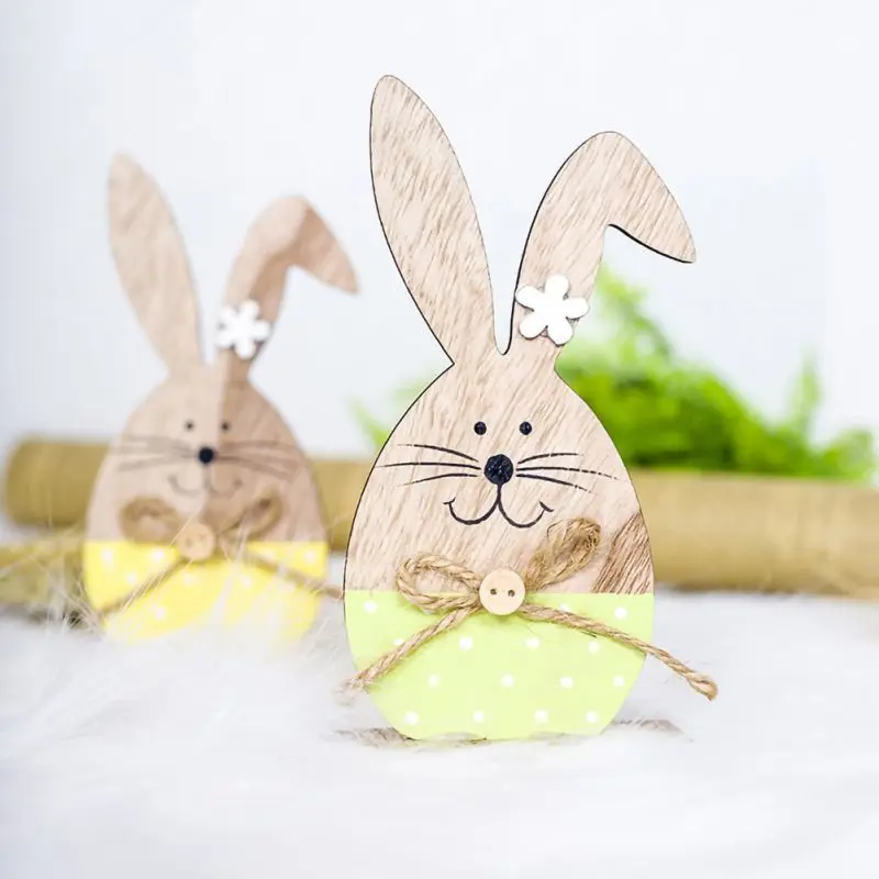 Cute Wooden Rabbit Shape Easter Day Ornaments Home Table Decorations Craft Event Kids Gifts Birthday Wedding Party Supplies | Дом и сад