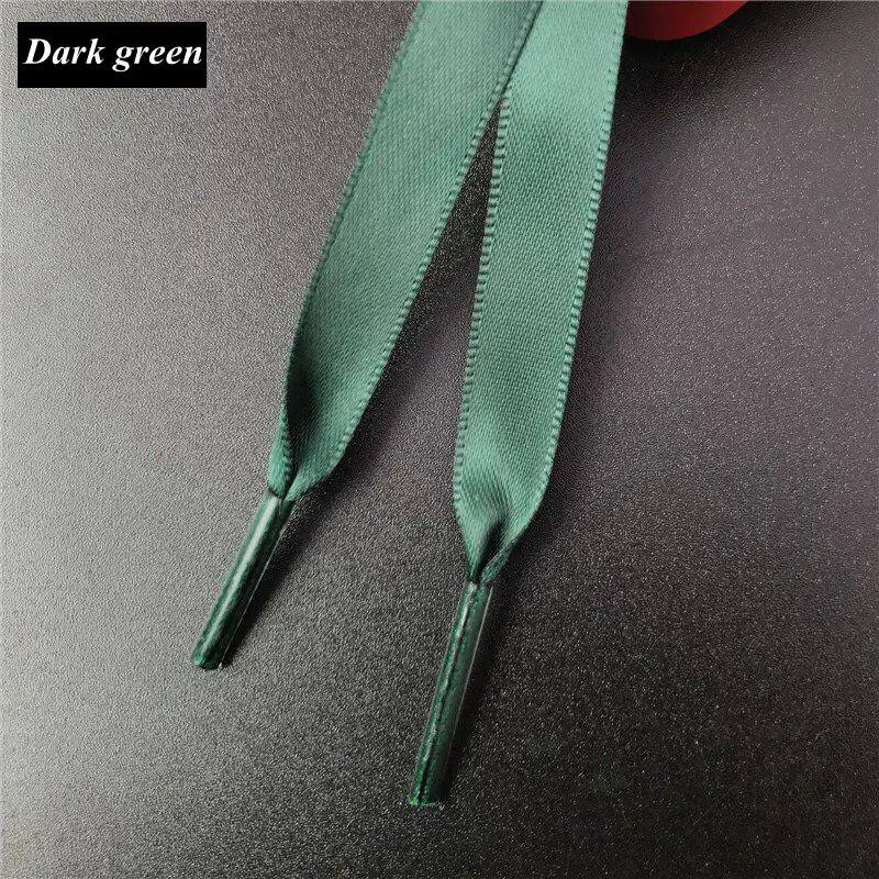 Dark green 1 пара 1 см Ширина Сатиновые туфли на шнурках с шелковой лентой плоские шнурки спортивная обувь на шнурках; 15 цветов Длина 80 см 100 см 120 см 150 см S2 - Цвет: Dark green