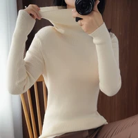 fall winter women turtleneck cashmere slim sweater warm stretch candy jumper render base knitted pullover
