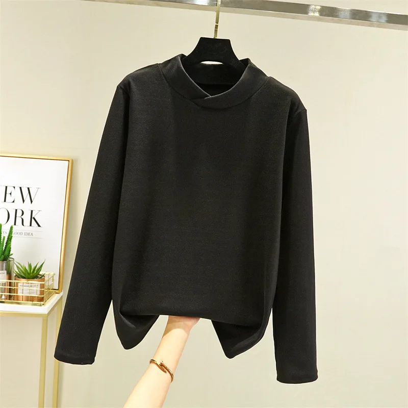 Футболка женская осенне-зимняя матовая Тепловая Облегающая рубашка с V-образным