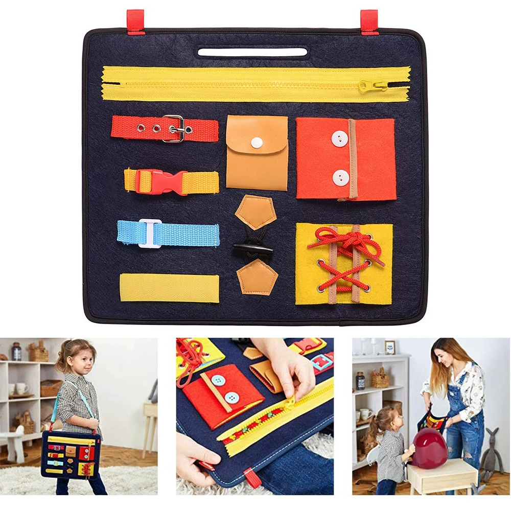 

Toddler Busy Board Montessori Basic Skills Activity Board Educational Learning Teaching Lace Button Zipper Aids Toys