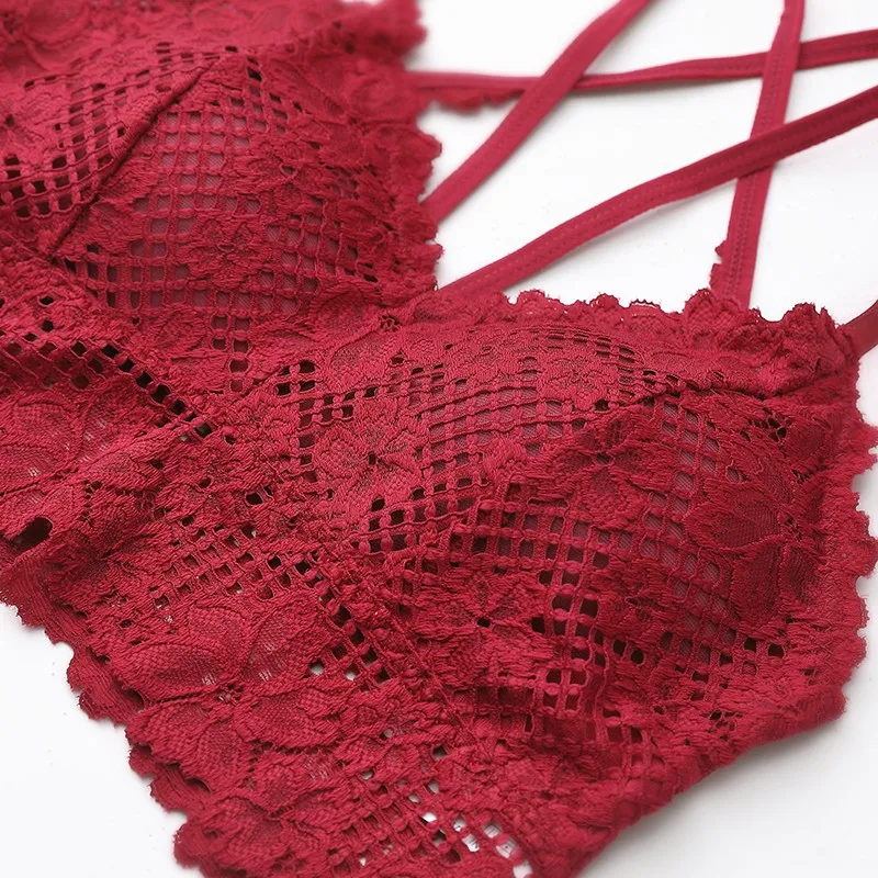 

Summer Women Lace Beauty Back Underwear Vest Female V-Neck Hollow Camisoles Lace Tops Bralette Encaje Mujer Femal
