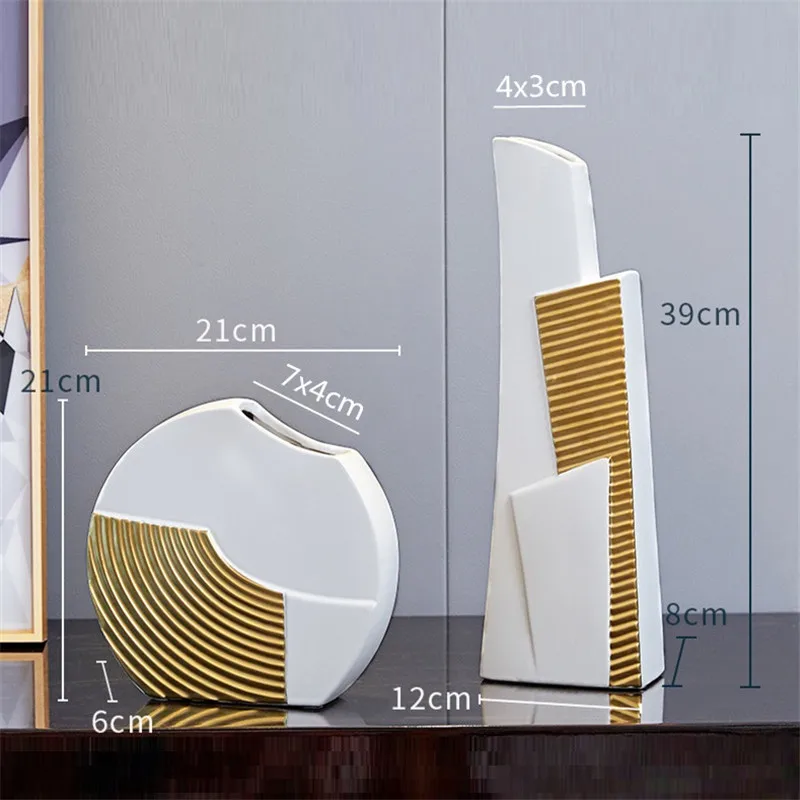 

Modern Minimalist Ceramic Vase Creative Dried Flower Living Room Decoration Accessories Dining Table TV Cabinet Home Decor A2272