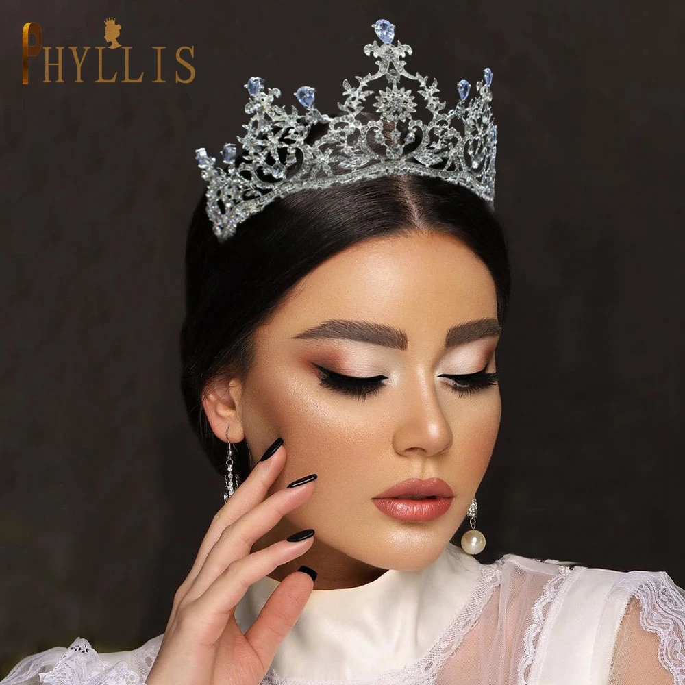 

A123 Crystal Bridal Tiara Crown Silver Queen Diadem Zircon Wedding Hair Accessories Head Jewelry Princess Headpieces Headband