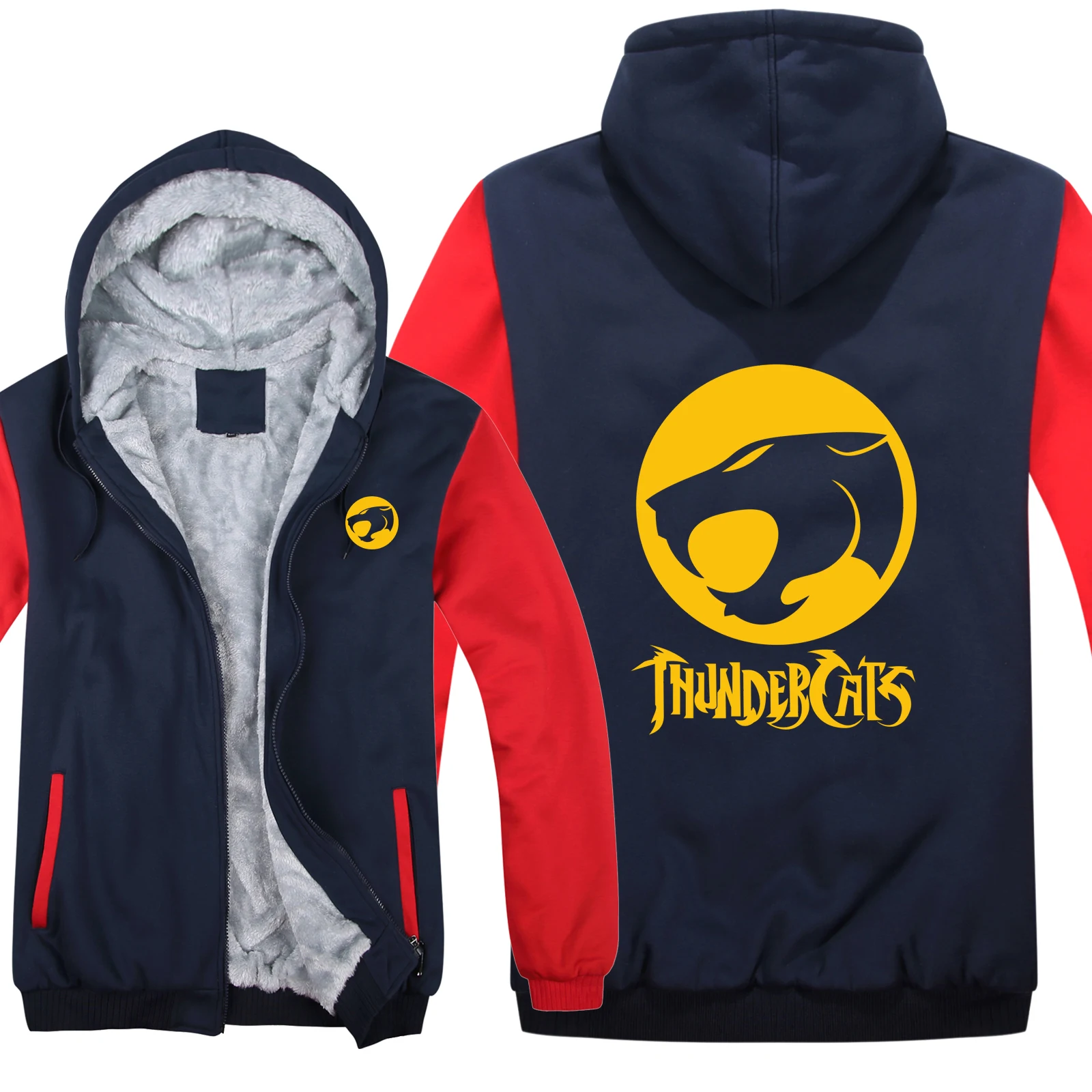 

2021 Winter Thundercats Hoodies Mens Zipper Coat Fleece Thicken Thundercats Sweatshirt Man Pullover