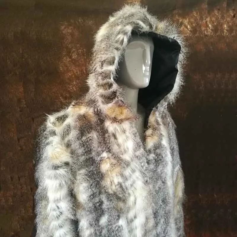 Мужское пальто с мехом, зимняя верхняя одежда из искусственного меха, камуфляжное пальто, Мужская парка в стиле панк, куртки, длинные кожаные пальто, брендовая одежда из натурального меха
